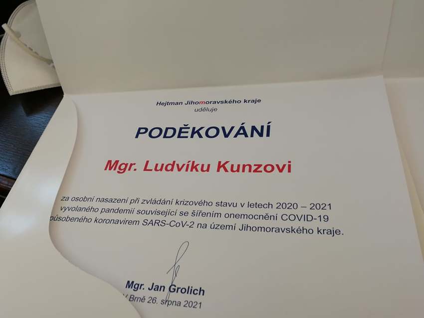 Poděkování Mgr. Ludvíku Kunzovi